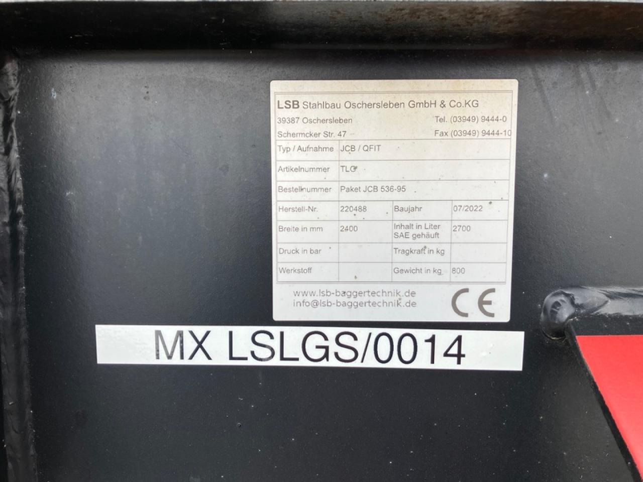 JCB LSB LEICHTGUTSCHAUFEL JCB Q-FIT - Godet: photos 2 JCB LSB LEICHTGUTSCHAUFEL JCB Q-FIT - Godet: photos 2