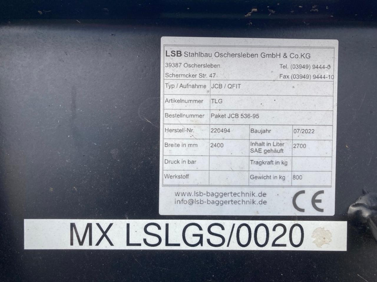 JCB LSB LEICHTGUTSCHAUFEL JCB Q-FIT - Godet pour chargeur: photos 4 JCB LSB LEICHTGUTSCHAUFEL JCB Q-FIT - Godet pour chargeur: photos 4