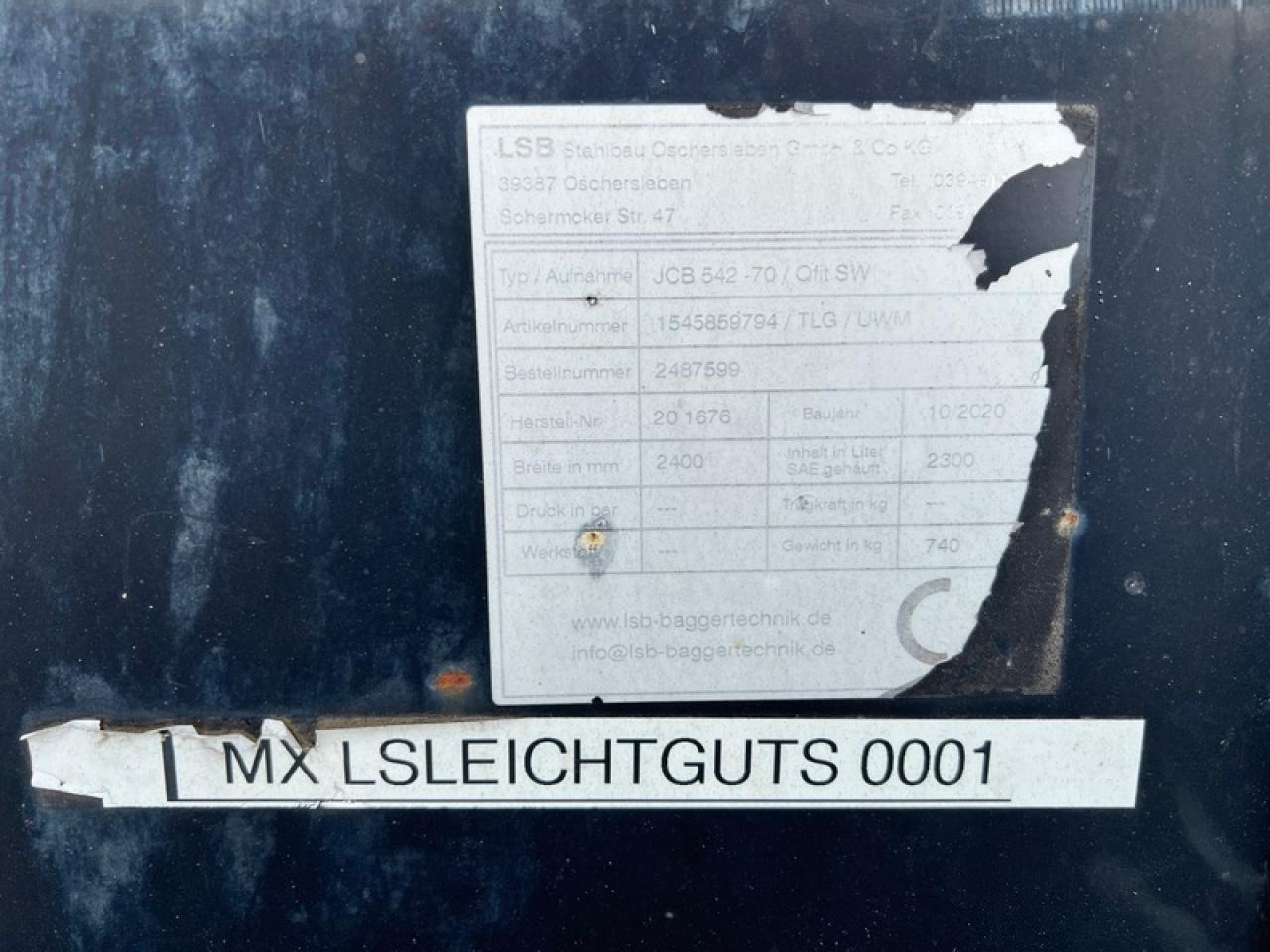 JCB LSB LEICHTGUTSCHAUFEL JCB Q-FIT - Godet: photos 4 JCB LSB LEICHTGUTSCHAUFEL JCB Q-FIT - Godet: photos 4