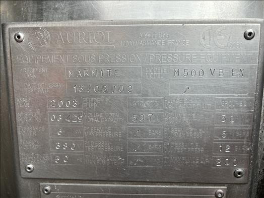 Machine agroalimentaire Auriol M500VBEX Cooking kettle with emulsifier: photos 8 Machine agroalimentaire Auriol M500VBEX Cooking kettle with emulsifier: photos 8