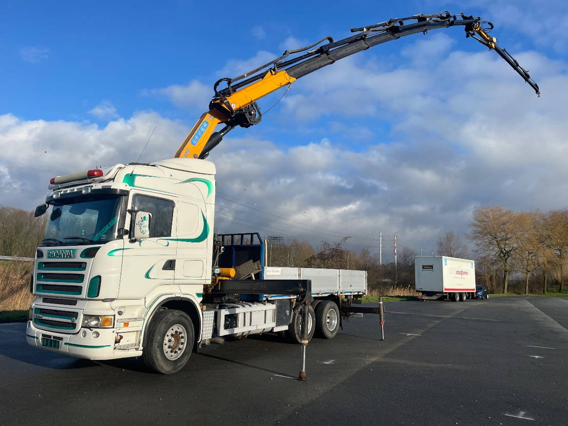 Camion grue Scania R580 V8 Effer 370 crane with jib and winch: photos 9