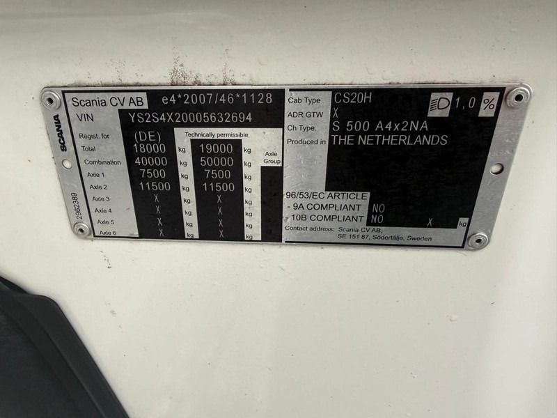 Tracteur routier Scania S500 S500, RETARDER, BLAD/LUCHT, PARK COOL, LOW MILEAGE.: photos 20
