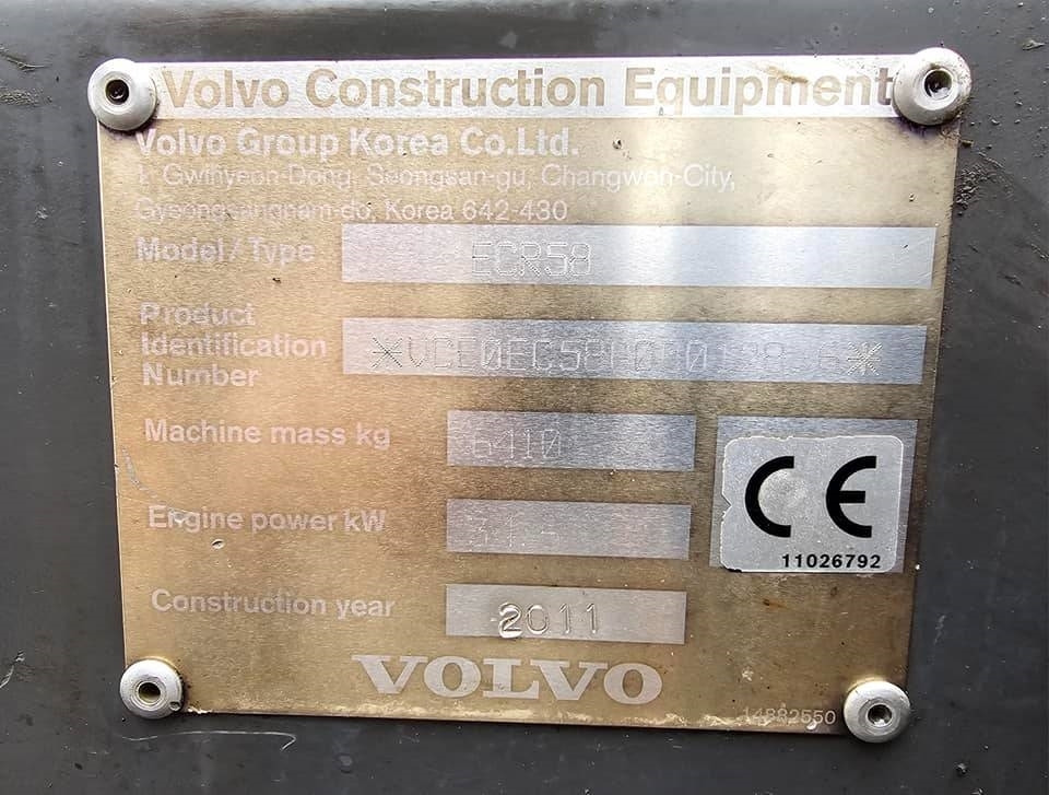 Mini pelle Volvo ECR 58: photos 44