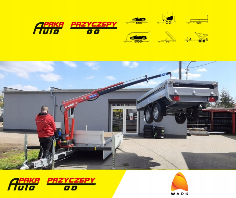 PRZYCZEPA PLATFORMA Z DŹWIGIEM HDS MAXILIFT 110 / PLATFORM TRAILER WITH HDS MAXILIFT 110 CRANE - Remorque plateau: photos 1 PRZYCZEPA PLATFORMA Z DŹWIGIEM HDS MAXILIFT 110 / PLATFORM TRAILER WITH HDS MAXILIFT 110 CRANE - Remorque plateau: photos 1