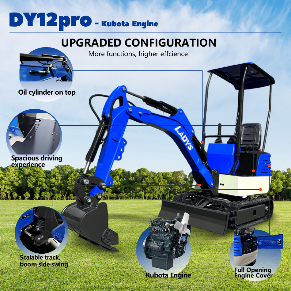 LADYS DY12Pro Mini Excavator Kubota Engine Euro 5/EPA/CE Mini Excavator Digger Miniexcavadora Mini Excavator For Sale - Pelle sur chenille: photos 3 LADYS DY12Pro Mini Excavator Kubota Engine Euro 5/EPA/CE Mini Excavator Digger Miniexcavadora Mini Excavator For Sale - Pelle sur chenille: photos 3