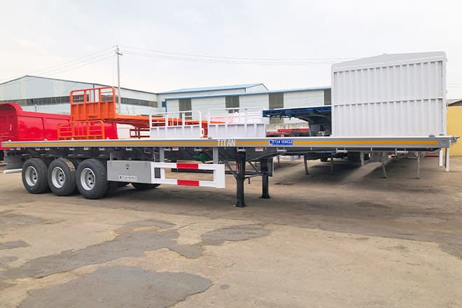 TITAN Tri Axle 40Ft Flatbed Trailer Price for Sale in Sierra Leone - Semi-remorque plateau: photos 5 TITAN Tri Axle 40Ft Flatbed Trailer Price for Sale in Sierra Leone - Semi-remorque plateau: photos 5