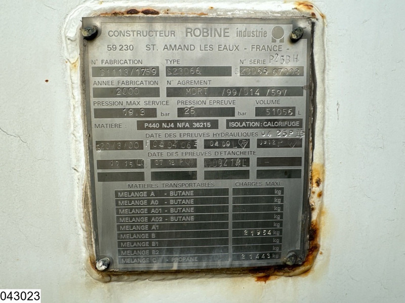 ROBINE Gas 51056 liter, LPG GPL Butane gas, 1 Comp - Semi-remorque citerne: photos 5 ROBINE Gas 51056 liter, LPG GPL Butane gas, 1 Comp - Semi-remorque citerne: photos 5