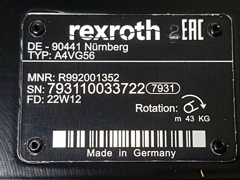 Komatsu WA95-R992001352-A4VG56DA1D2/32R-Drive pump - Hydraulique pour Engins de chantier: photos 5 Komatsu WA95-R992001352-A4VG56DA1D2/32R-Drive pump - Hydraulique pour Engins de chantier: photos 5