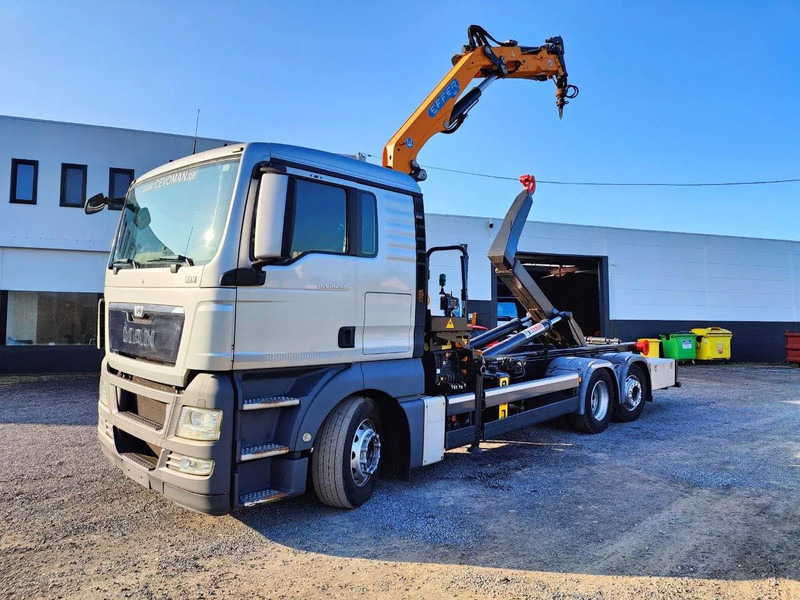 MAN TGX 26.400 6x2 Euro5 Container LEEBUR + Crane Effer 145 - Camion ampliroll, Camion grue: photos 1 MAN TGX 26.400 6x2 Euro5 Container LEEBUR + Crane Effer 145 - Camion ampliroll, Camion grue: photos 1