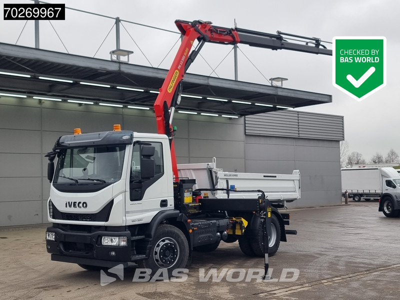 Iveco Eurocargo 180E320 4X2 Steelsuspension 3-Seiten Palfinger PK12.501 Euro 6 - Camion benne, Camion grue: photos 1 Iveco Eurocargo 180E320 4X2 Steelsuspension 3-Seiten Palfinger PK12.501 Euro 6 - Camion benne, Camion grue: photos 1