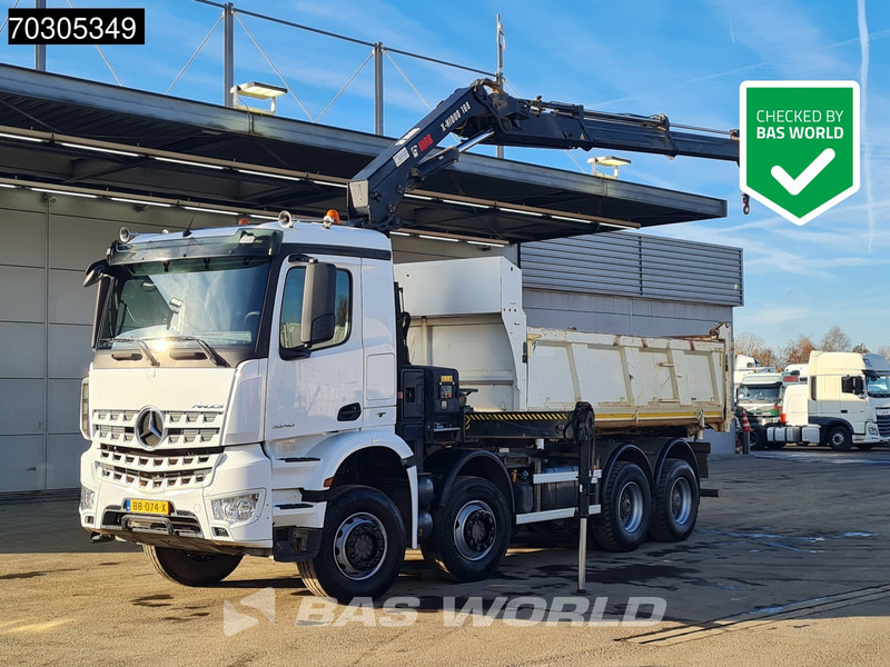 Mercedes-Benz Arocs 3240 8X4 HIAB X-HIDUO 188 E-2 Kran Crane 3-side tipper Big-Axle Euro 6 - Camion benne, Camion grue: photos 1 Mercedes-Benz Arocs 3240 8X4 HIAB X-HIDUO 188 E-2 Kran Crane 3-side tipper Big-Axle Euro 6 - Camion benne, Camion grue: photos 1