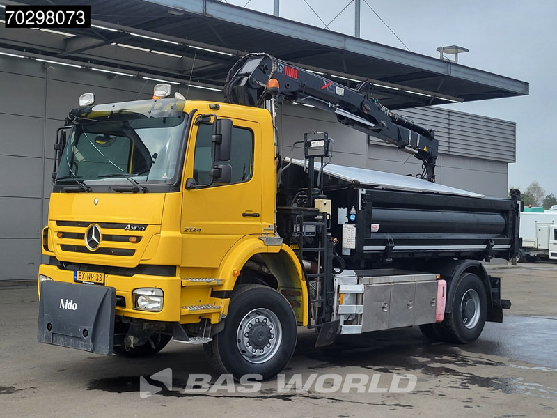 Camion benne, Camion grue Mercedes-Benz Axor 2124 Axor 4X4 8m3 Tipper HIAB 122 B-2 HIDUO Crane Steel suspension Automatic Big-Axle Euro 5: photos 15