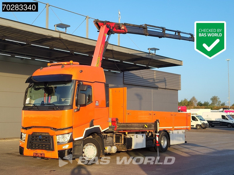Renault T 380 4X2 Palfinger PK18002-EH Kran Crane Retarder Standklima Euro 6 - Camion plateau, Camion grue: photos 1 Renault T 380 4X2 Palfinger PK18002-EH Kran Crane Retarder Standklima Euro 6 - Camion plateau, Camion grue: photos 1