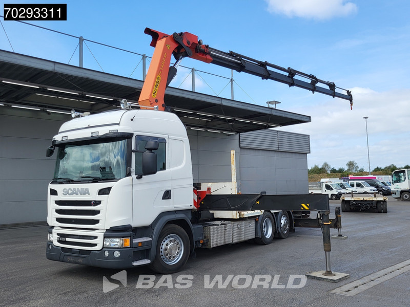 Camion plateau, Camion grue Scania G410 6X2 Combi Palfinger 53002 SH Kran Crane Lift+steering ACC Navi Euro 6: photos 6