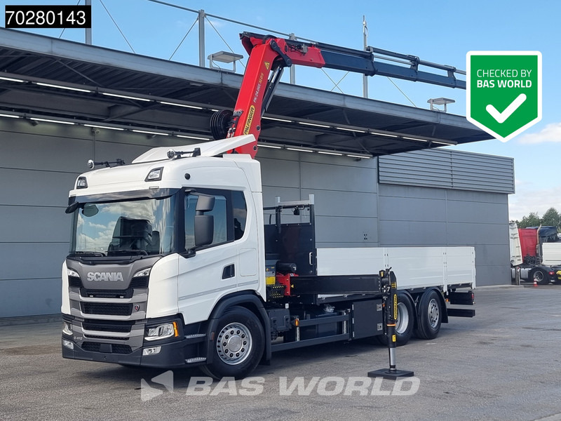 Scania G410 6X2 Palfinger PK24.001 SLD 5 Kran Crane Retarder Lift+Lenkachse Euro 6 - Camion plateau, Camion grue: photos 1 Scania G410 6X2 Palfinger PK24.001 SLD 5 Kran Crane Retarder Lift+Lenkachse Euro 6 - Camion plateau, Camion grue: photos 1