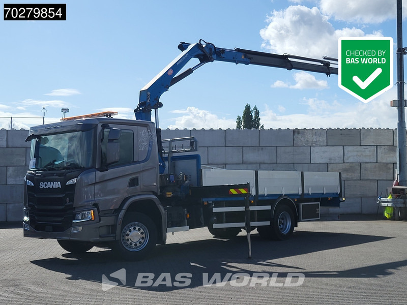 Scania P280 4X2 HMF 1420K-RC Kran Crane Automatic Euro 6 - Camion plateau, Camion grue: photos 1 Scania P280 4X2 HMF 1420K-RC Kran Crane Automatic Euro 6 - Camion plateau, Camion grue: photos 1