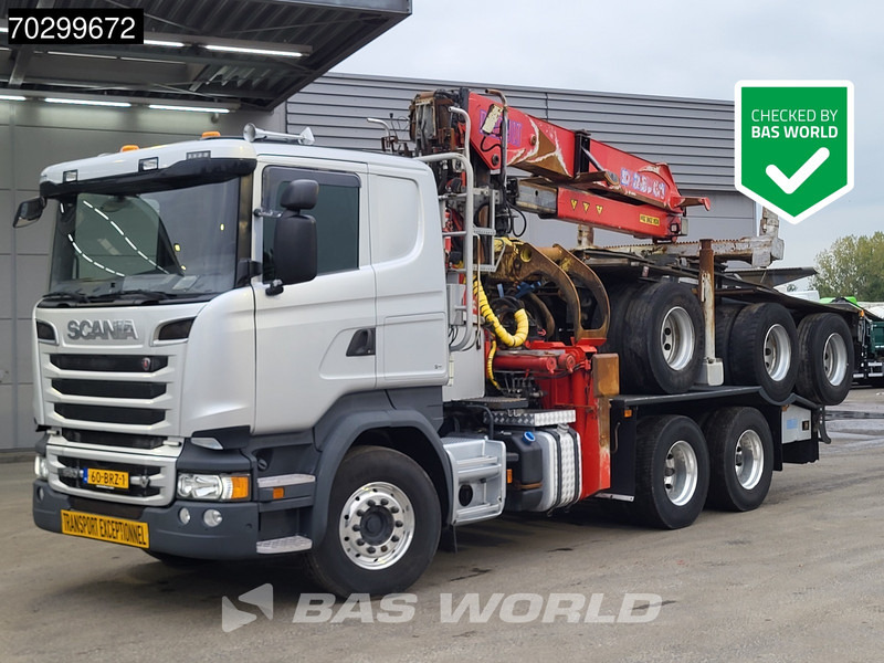Scania R580 R 6X4 NL-Truck Diebolt D28.81 Kran Crane Holztransport + Dolly Retarder Euro 6 - Camion grumier, Camion grue: photos 1 Scania R580 R 6X4 NL-Truck Diebolt D28.81 Kran Crane Holztransport + Dolly Retarder Euro 6 - Camion grumier, Camion grue: photos 1