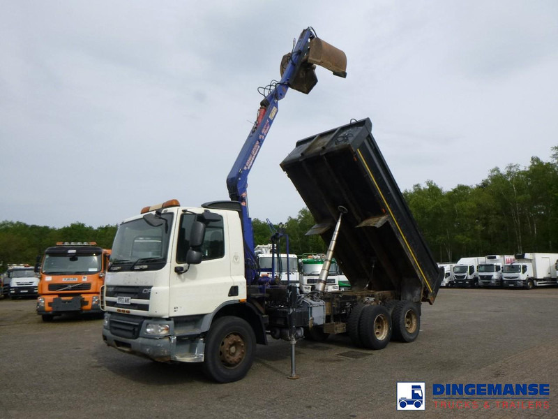 DAF CF 75.310 6x4 RHD tipper + HMF 1144 K-1 + grapple - Camion grue: photos 1 DAF CF 75.310 6x4 RHD tipper + HMF 1144 K-1 + grapple - Camion grue: photos 1
