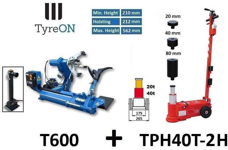 2-stage air hydraulic jack 40T + 26 Inch truck tyre changer - Équipement de garage: photos 1 2-stage air hydraulic jack 40T + 26 Inch truck tyre changer - Équipement de garage: photos 1