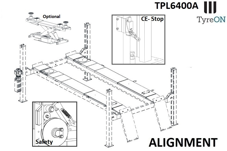 TPL6400A 4 post alignment lift - 5,2 m runways - 6.4T - Équipement de garage: photos 2 TPL6400A 4 post alignment lift - 5,2 m runways - 6.4T - Équipement de garage: photos 2