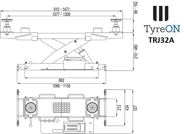 TRJ32A air hydraulic rolling jack 3.2T- Height adjustable adapters - Équipement de garage: photos 3 TRJ32A air hydraulic rolling jack 3.2T- Height adjustable adapters - Équipement de garage: photos 3