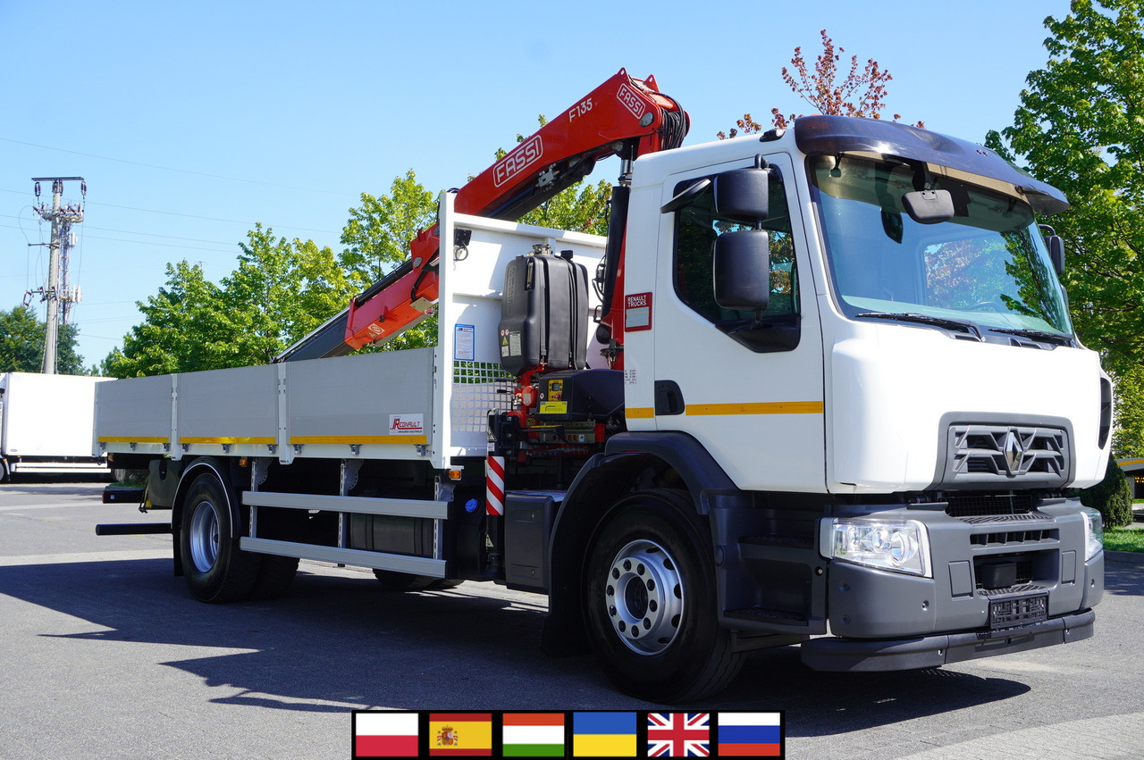 RENAULT C280 DTI 8 / FASSI crane 5.6 T / range 8 m / Flatbed 15 EPAL - Camion grue: photos 1 RENAULT C280 DTI 8 / FASSI crane 5.6 T / range 8 m / Flatbed 15 EPAL - Camion grue: photos 1