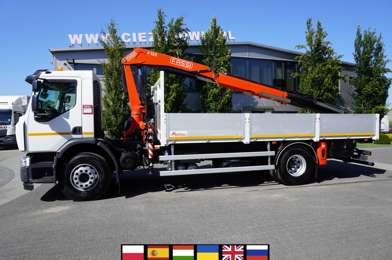 RENAULT C280 DTI 8 / FASSI crane 5.6 T / range 8 m / Flatbed 15 EPAL - Camion grue: photos 1 RENAULT C280 DTI 8 / FASSI crane 5.6 T / range 8 m / Flatbed 15 EPAL - Camion grue: photos 1