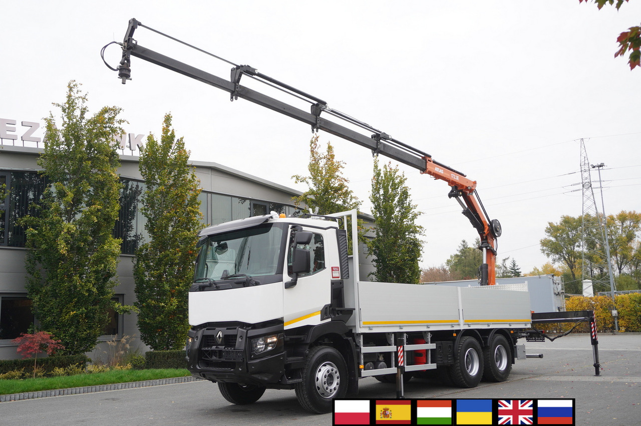 RENAULT C380 Comfort 6x4 / Atlas 172.3E crane / Range 12.3 m / capacity 6.1 t / Flatbed 17 EPAL - Camion plateau, Camion grue: photos 1 RENAULT C380 Comfort 6x4 / Atlas 172.3E crane / Range 12.3 m / capacity 6.1 t / Flatbed 17 EPAL - Camion plateau, Camion grue: photos 1