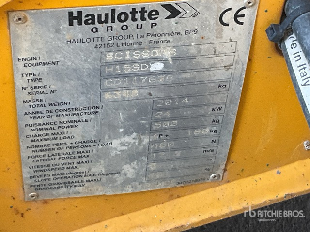 2014 Haulotte H15SDX 4x4 Diesel Scissor Lift - Nacelle ciseaux: photos 3 2014 Haulotte H15SDX 4x4 Diesel Scissor Lift - Nacelle ciseaux: photos 3