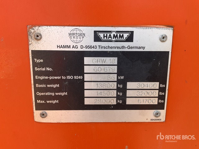 2003 Hamm GRW18 8 Wheel Pneumatic Roller - Compacteur à pneus: photos 2 2003 Hamm GRW18 8 Wheel Pneumatic Roller - Compacteur à pneus: photos 2