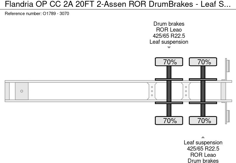 Semi-remorque porte-conteneur/ Caisse mobile Flandria OP CC 2A 20FT 2-Assen ROR DrumBrakes - Leaf Suspension - 3120KG (O1789): photos 19