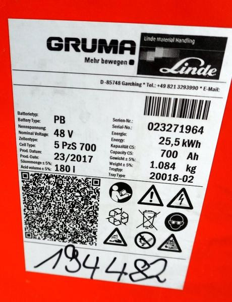 GRUMA 48 Volt 5 PzS 700 Ah - Accumulateur pour Matériel de manutention: photos 5 GRUMA 48 Volt 5 PzS 700 Ah - Accumulateur pour Matériel de manutention: photos 5