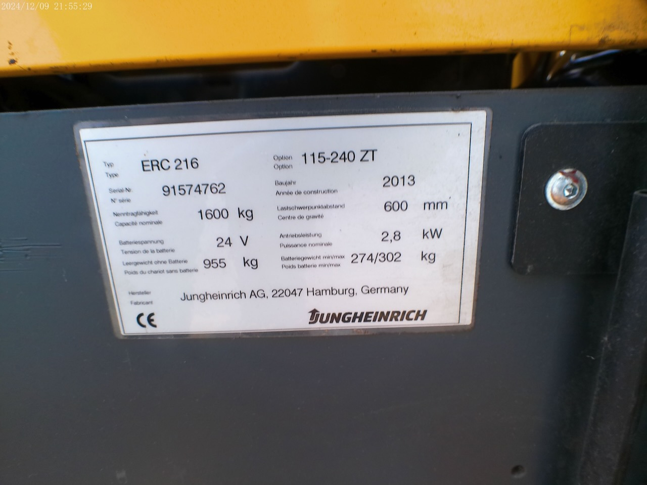 Gerbeur Jungheinrich ERC 216 240 ZT: photos 7 Gerbeur Jungheinrich ERC 216 240 ZT: photos 7