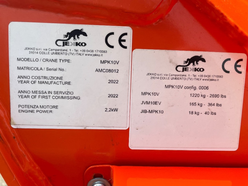 Jekko MPK 10 V - Mini grue: photos 3 Jekko MPK 10 V - Mini grue: photos 3