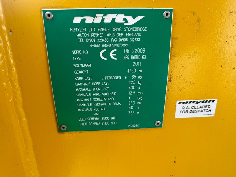 Niftylift HR 17 Hybride 4x4 - Nacelle articulée: photos 2 Niftylift HR 17 Hybride 4x4 - Nacelle articulée: photos 2