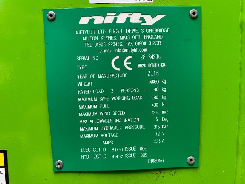 Niftylift HR 28 Hybrid 4x4 - Nacelle articulée: photos 3 Niftylift HR 28 Hybrid 4x4 - Nacelle articulée: photos 3