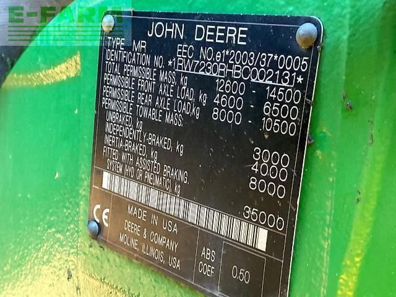 Tracteur agricole John Deere 7230r: photos 8