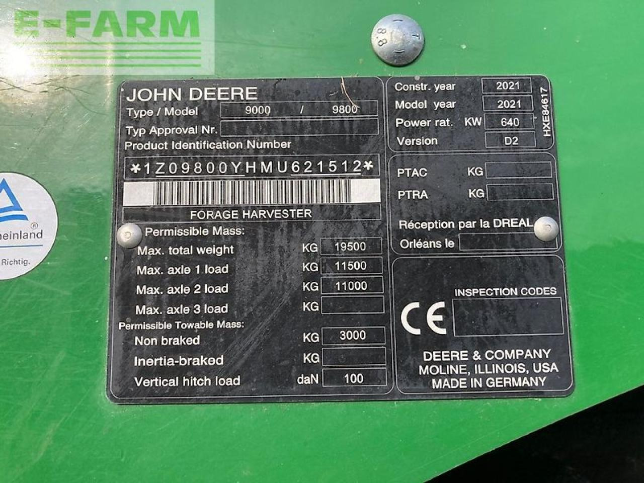 John Deere 9800i (my21) - Ensileuse: photos 4 John Deere 9800i (my21) - Ensileuse: photos 4