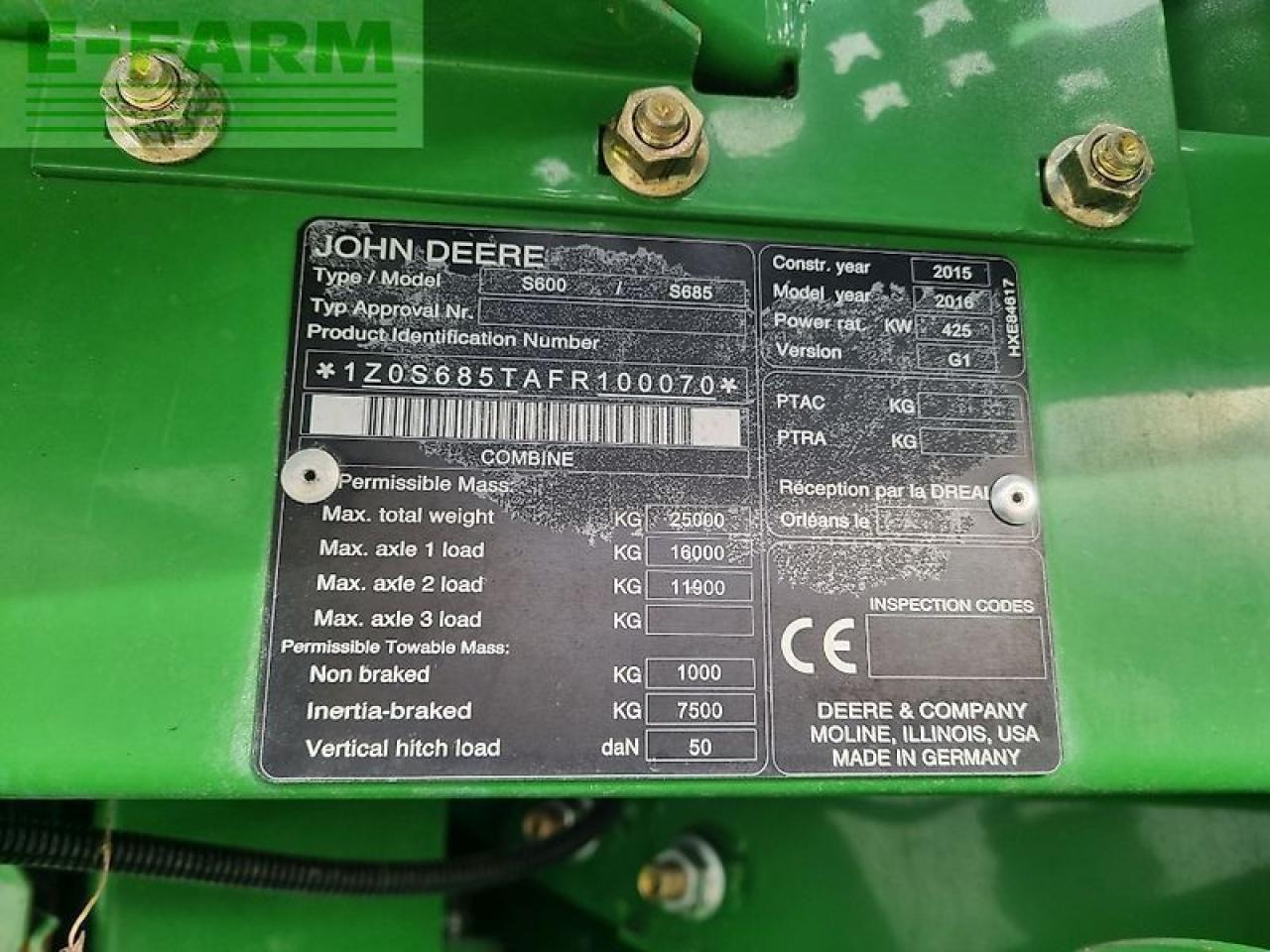 Moissonneuse-batteuse John Deere s685i my16 prod 20: photos 12