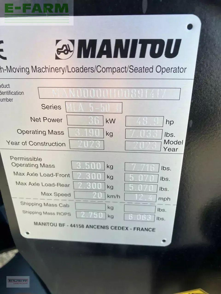Chargeuse sur pneus Manitou mla 5-50h knicklader demogerät: photos 9