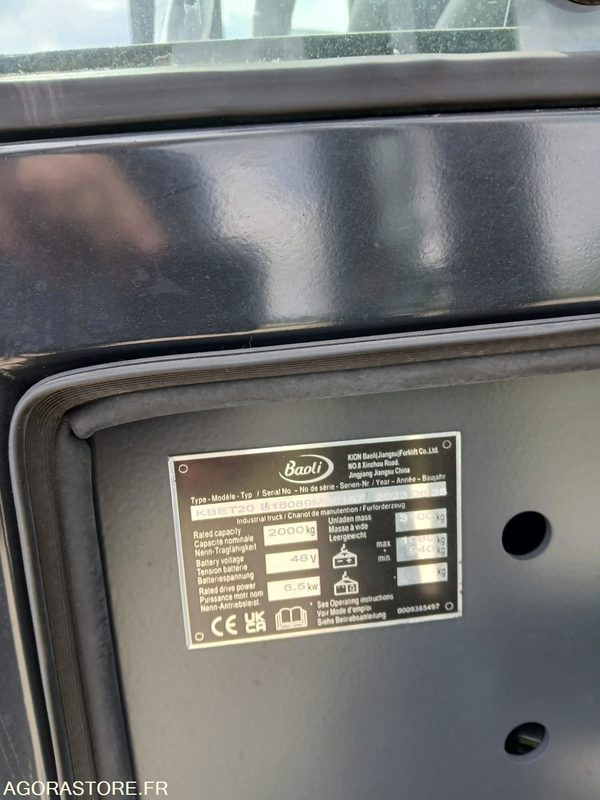 CHARIOT ELEVATEUR ELECTRIQUE BAOLI KBET20N 5500 NEUF - Chariot élévateur électrique: photos 3 CHARIOT ELEVATEUR ELECTRIQUE BAOLI KBET20N 5500 NEUF - Chariot élévateur électrique: photos 3