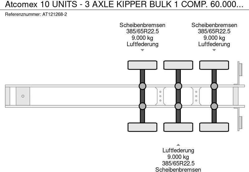 Atcomex 10 UNITS - 3 AXLE KIPPER BULK 1 COMP. 60.000 L BKS 3927C/C1-60 - Semi-remorque citerne: photos 5 Atcomex 10 UNITS - 3 AXLE KIPPER BULK 1 COMP. 60.000 L BKS 3927C/C1-60 - Semi-remorque citerne: photos 5