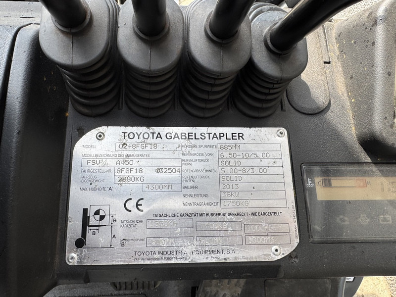 Chariot élévateur à gaz Toyota 02-8FGF18 Triplo 430 Freelift/Sideshift/4e Functie 2013 Lpg: photos 16