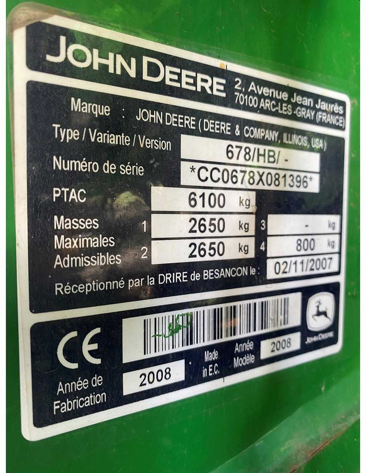 JOHN DEERE 678/HB/- - Presse à balles rondes: photos 4 JOHN DEERE 678/HB/- - Presse à balles rondes: photos 4