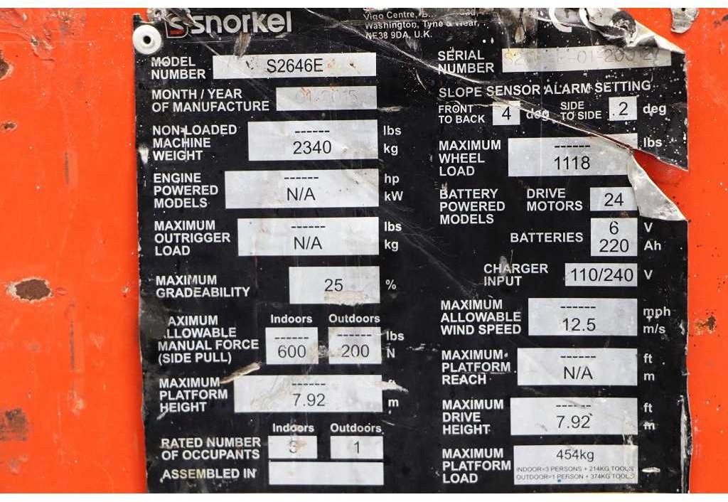 SNORKEL - S2646E - AERIAL PLATFORM, 2015, WORKING HEIGHT 9.9M - Nacelle: photos 5 SNORKEL - S2646E - AERIAL PLATFORM, 2015, WORKING HEIGHT 9.9M - Nacelle: photos 5