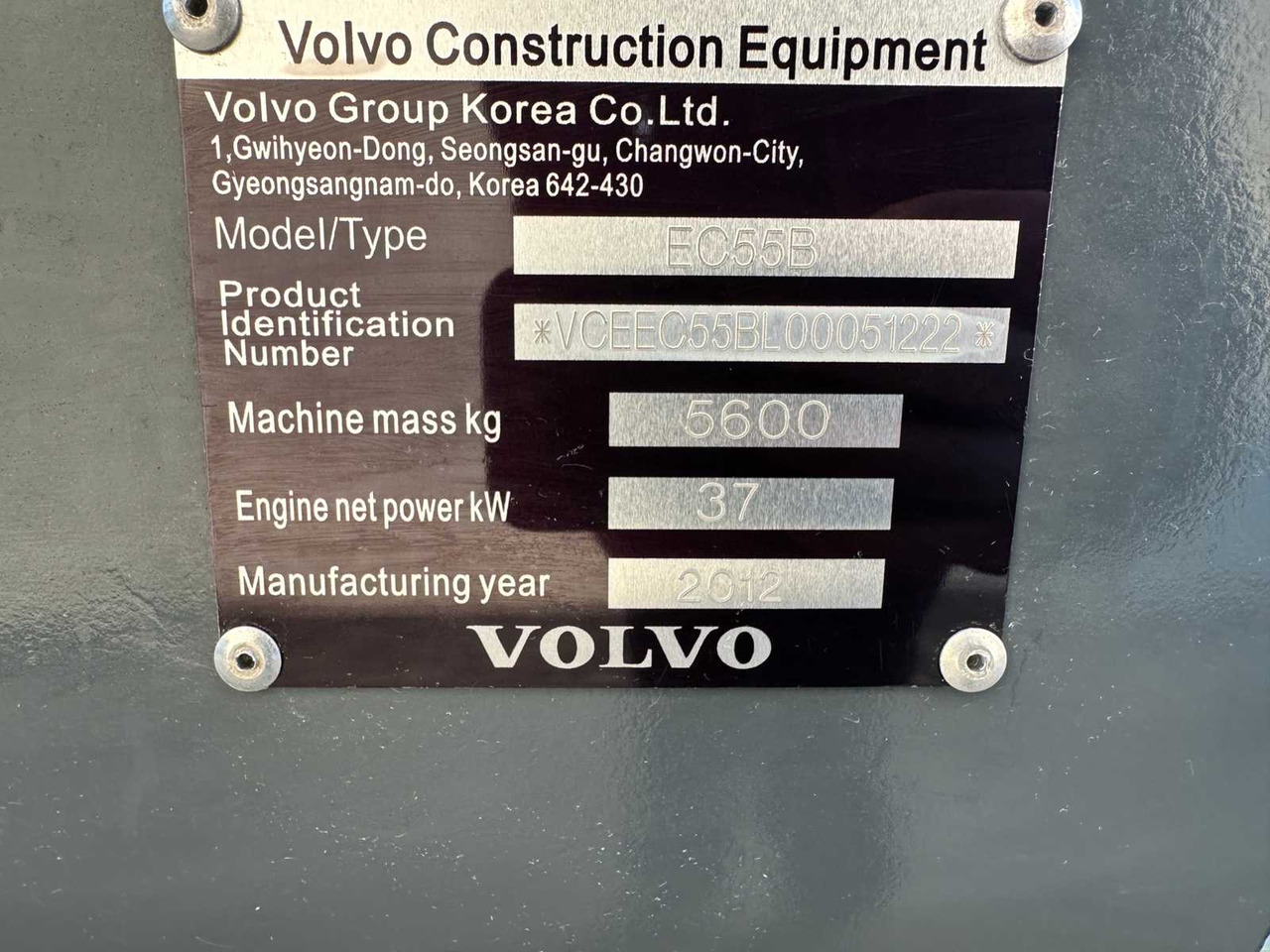 Pelle VOLVO - 2012 - EC55B - MIDI EXCAVATOR: photos 39 Pelle VOLVO - 2012 - EC55B - MIDI EXCAVATOR: photos 39
