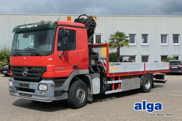 Mercedes-Benz 1844 L Actros 4x2, Hiab 144E-3, Funk, Voll-Luft - Camion plateau, Camion grue: photos 1 Mercedes-Benz 1844 L Actros 4x2, Hiab 144E-3, Funk, Voll-Luft - Camion plateau, Camion grue: photos 1