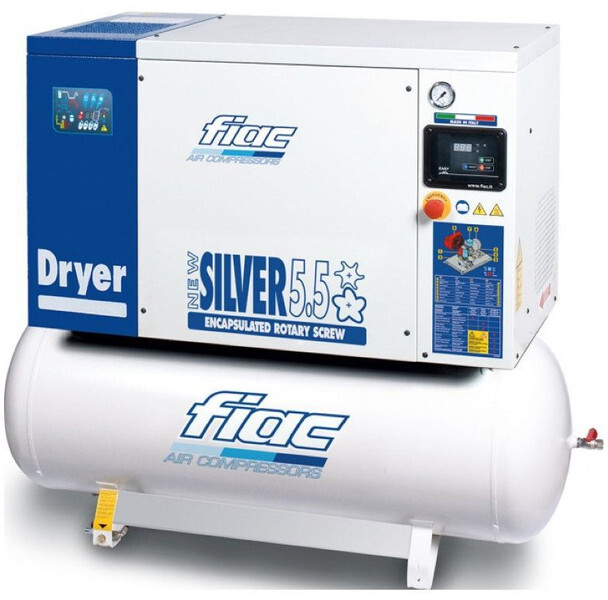 Fiac New Silver D 5.5 / 200 Silent 4 kW 450 L / min 10 Bar Elektrische Schroefcompressor met ketel en droger - Compresseur d'air: photos 1 Fiac New Silver D 5.5 / 200 Silent 4 kW 450 L / min 10 Bar Elektrische Schroefcompressor met ketel en droger - Compresseur d'air: photos 1