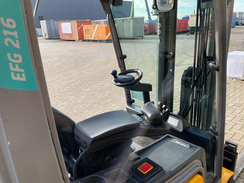 Chariot élévateur électrique Jungheinrich EFG 216 Elektra 1.6 ton Triplex Freelift Sideshift Elektra Heftruck: photos 16 Chariot élévateur électrique Jungheinrich EFG 216 Elektra 1.6 ton Triplex Freelift Sideshift Elektra Heftruck: photos 16