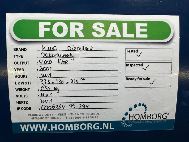 Cuve de stockage Kiwa IBC 4000 liter Kiwa Dubbelwandige Dieseltank: photos 8